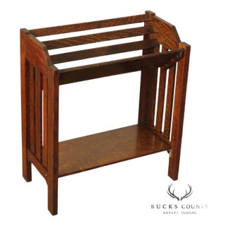 Mission Oak Arts & Crafts Magazine Stand Book Trough For Sale