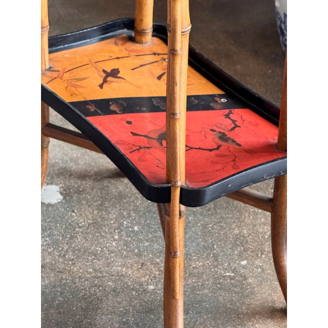 English 19th Century English Bamboo and Lacquer Side Table For Sale - Image 3 of 8