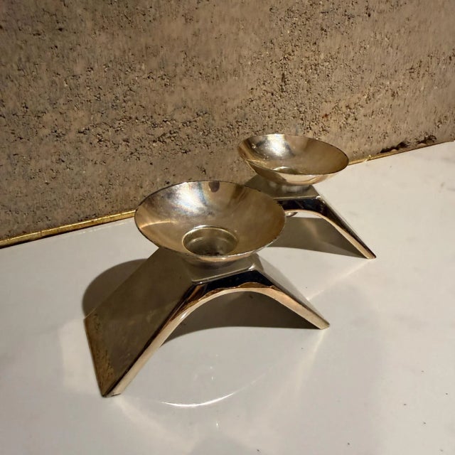 Pair Vintage Mid Century WMF Ikora Silver-Plated Candlesticks For Sale - Image 10 of 17