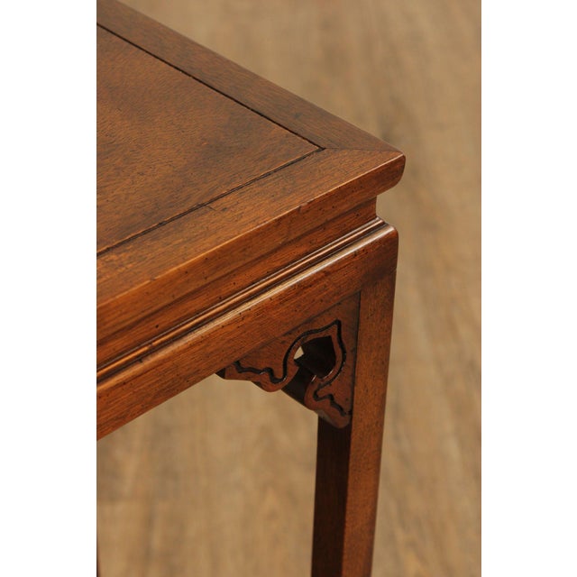 Late 20th Century Baker Asian Inspired Pair of Mahogany Pedestal Plant Stands For Sale - Image 5 of 12