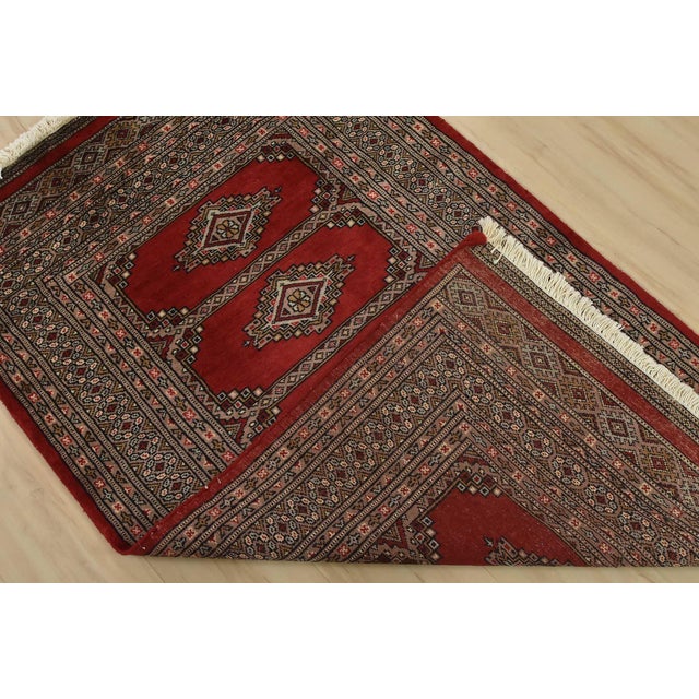 Bokhara Jaldar Rug 3′ X 5′ Red Wool Tribal Hand-Knotted Oriental Carpet For Sale - Image 10 of 11