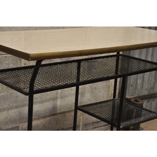 Vintage Mid-Century Modern Wrought Iron & Metal Mesh Small ...