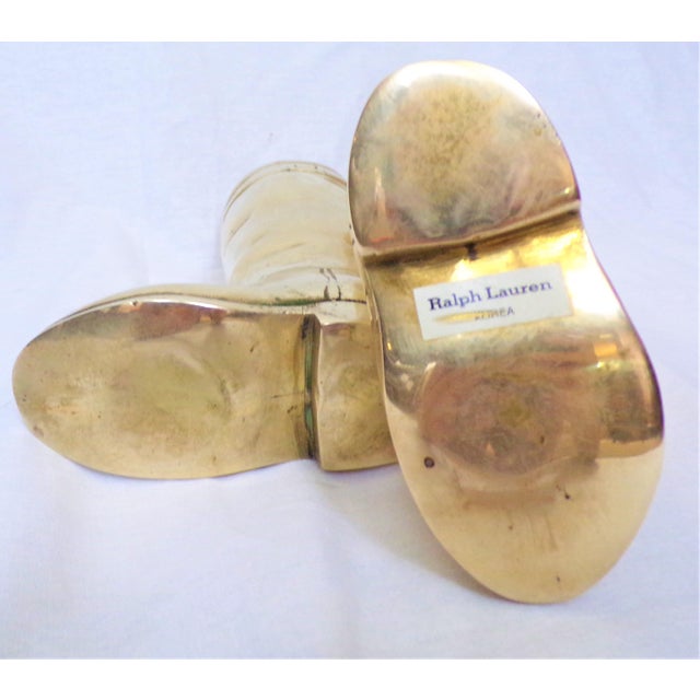 1980's Ralph Lauren Brass Riding Boot Bookends Chairish