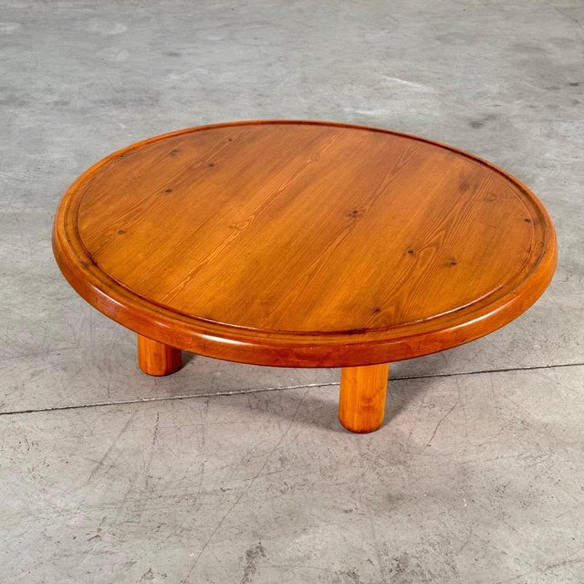 Round Pine Coffee Table by Charlotte Perriand for Les Arcs, France, 1960s For Sale - Image 6 of 18