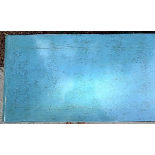 Chinese Distressed Turquoise Blue Console Table For Sale - Image 10 of 14