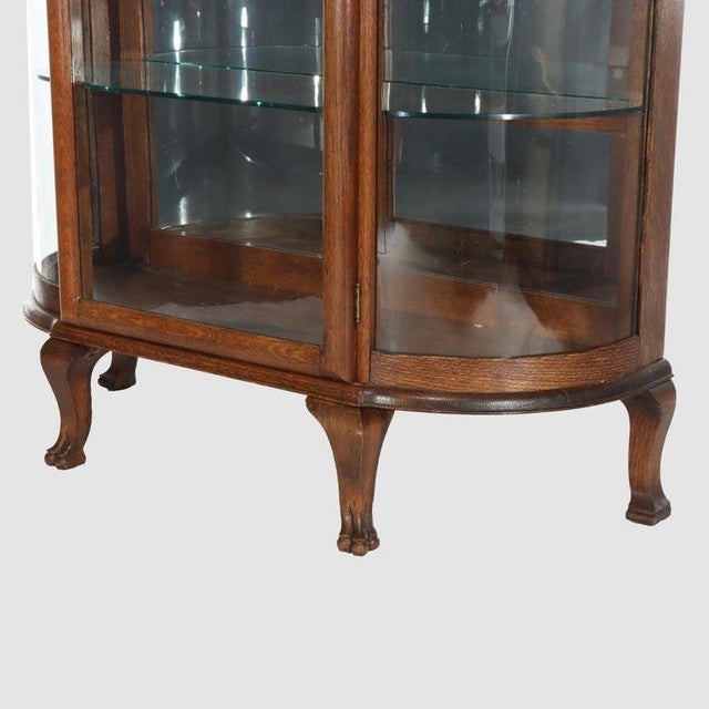 Antique Rj Horner Foliate Carved Oak China Cabinet With Mirror Circa 1900, Attributed For Sale - Image 4 of 17