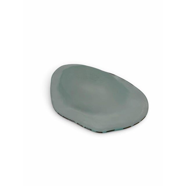 Signed 1991 Studio Art Glass Freeform Frosted Sage Green Centerpiece Bowl For Sale - Image 4 of 8