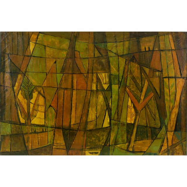Post-Cubist Abstract Oil on Canvas Painting by Hellier, 1952 For Sale - Image 9 of 15