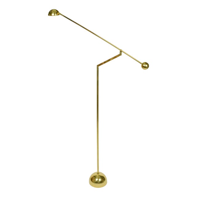 Minimal Brass Counter Balance Floor Lamp from Sölken Leuchten, 1970s For Sale