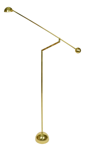 Minimal Brass Counter Balance Floor Lamp from Sölken Leuchten, 1970s