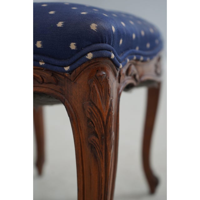 Louis XV French Style Carved Footstool W. Upholstered Seat For Sale - Image 11 of 12