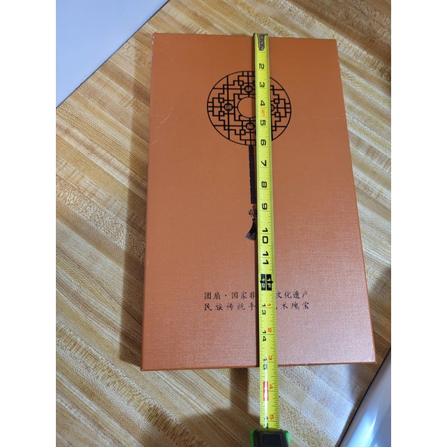 Asian Embroidery on Silk Boxed Fan For Sale - Image 12 of 14