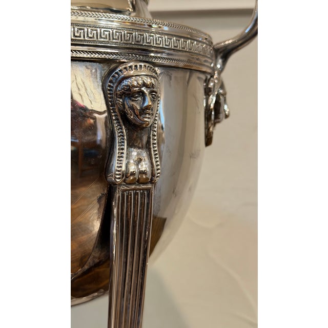 Antique 19th-Century Egyptian Revival Silver-Plated Samovar With Sphinx Finial For Sale In Dallas - Image 6 of 16