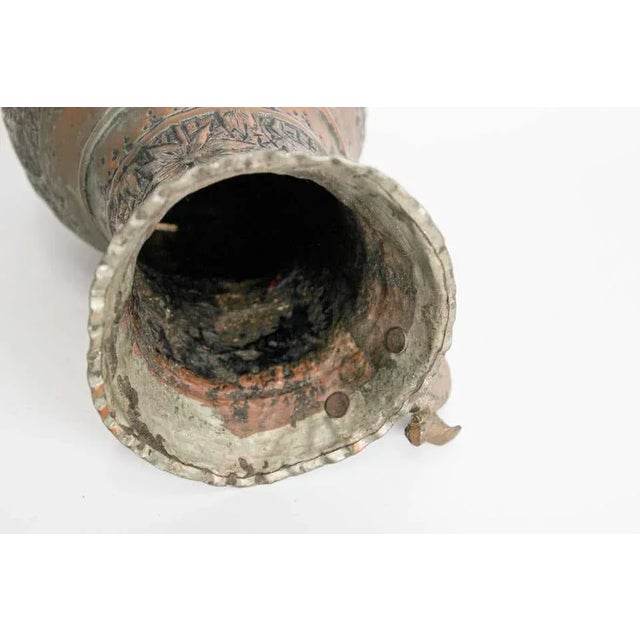 Antique Middle Eastern Islamic Tinned Copper Ewer For Sale - Image 10 of 13
