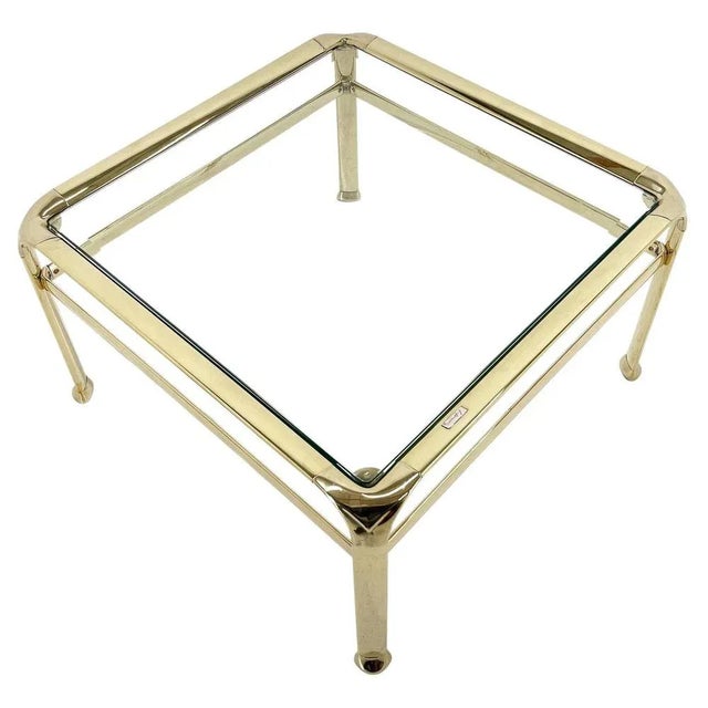 Italian Coffee Table in Brass and Glass by Mauro Lipparini, 1970s For Sale - Image 13 of 13