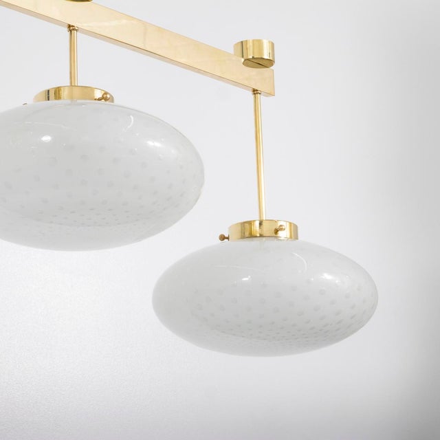 Modern linear chandelier with Murano glass shades For Sale - Image 15 of 15