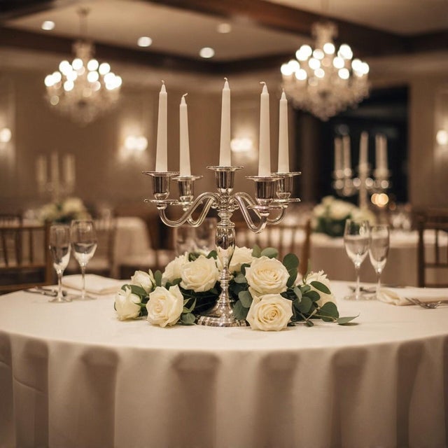 Vintage International Silver Silverplate 5 Arm Candelabra-Candle Holder-Wedding For Sale - Image 10 of 10