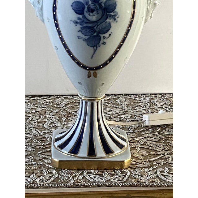 Saint Croix Limoges Porcelain Table Lamp with Fabric Shade, 1950s, in Very Good conditions. Designed 1950 to 1959 This...