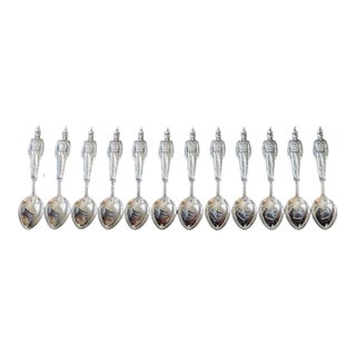 Antique Sterling Silver Figural Tea Spoons, Set of 12, West Point Cadet Soldier Motif, 19th/20th C. For Sale