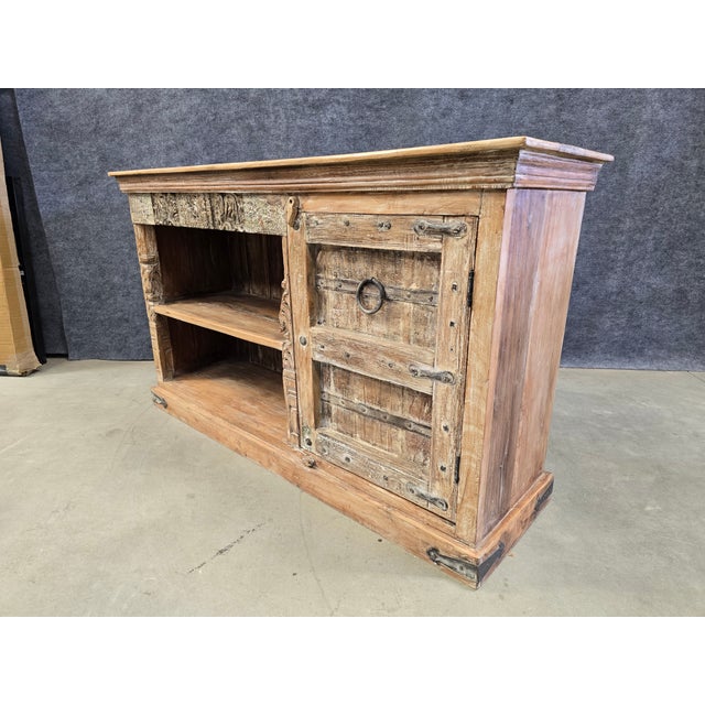 Farmhouse Solid Reclaimed Wood Sideboard, Tv Stand, With Open Shelves. For Sale - Image 3 of 8