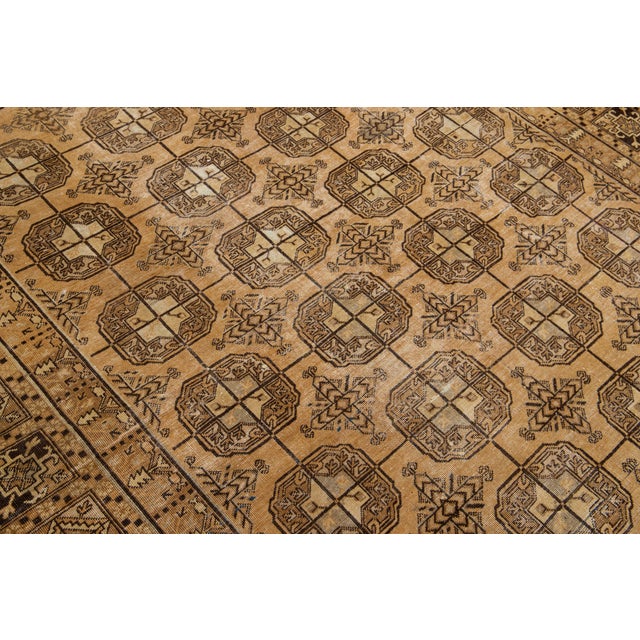 1900s Antique Khotan Wool Rug Handmade in Tan Color With Geometric Pattern For Sale - Image 10 of 10