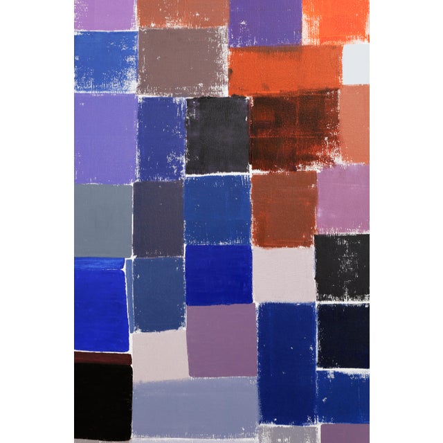 "Squares / Orange Blue Grey" Large Abstract Oil Painting by Simon Findlay For Sale - Image 9 of 13