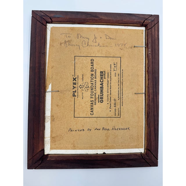 1974 Original Cactus Sunset Painting by Ann Nell Alexander, Framed 9.5” X 11.75” For Sale - Image 4 of 4