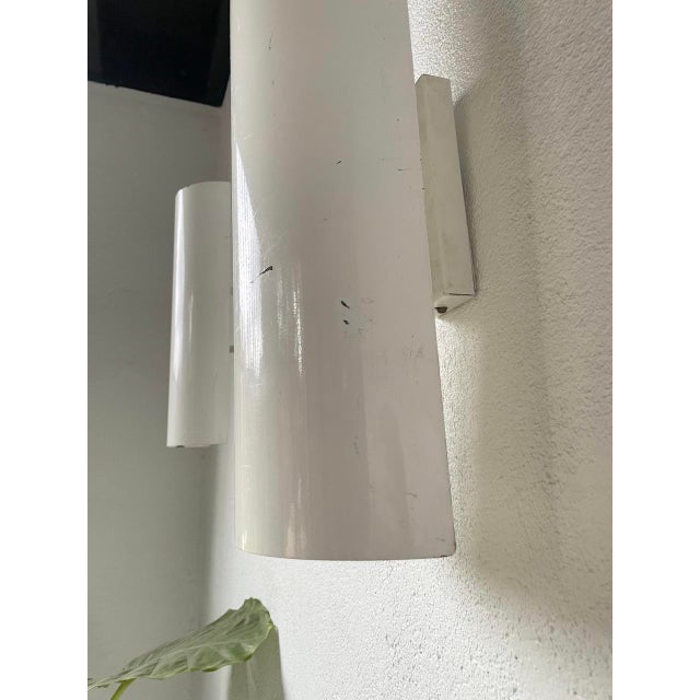 White Lacquered Metal Wall Lights by Parscot, 1980s, Set of 2 For Sale - Image 16 of 18