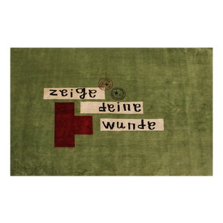 Green Hand-Knotted Wool and Silk Rug by David Delfín, Spain, 2005 For Sale