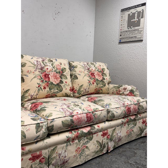 Shabby Chic Floral Printed + Plush Sofa For Sale - Image 4 of 12