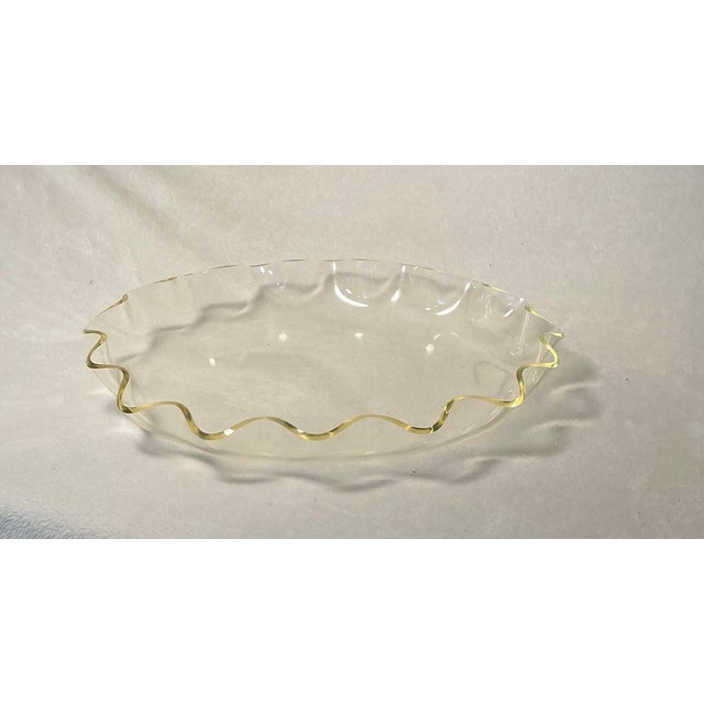 Vintage Lucite Ruffled Shallow 17" Serving Bowl Platter, Circa 70s For Sale - Image 4 of 10