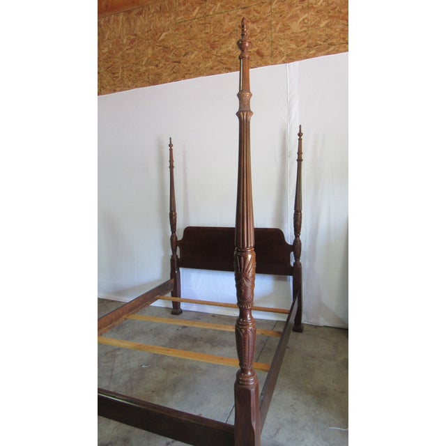 Item: Queen Bed Details: Mahogany Great Designer Look/Quality Piece Poster Bed Banded Measurements: Standard Queen...