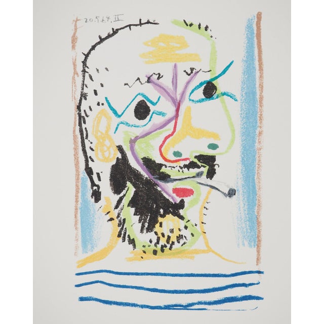 Pablo Picasso (1881-1973) (after) Portrait with cigarette, 1964 Lithography Unsigned Dated in the plate 1964 On vellum...