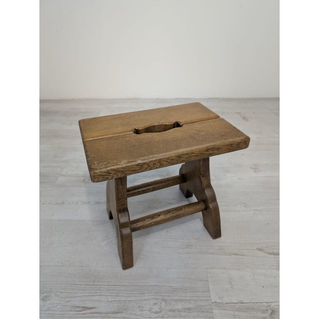 Small Rustic Wood Stool, 1965 For Sale - Image 3 of 12