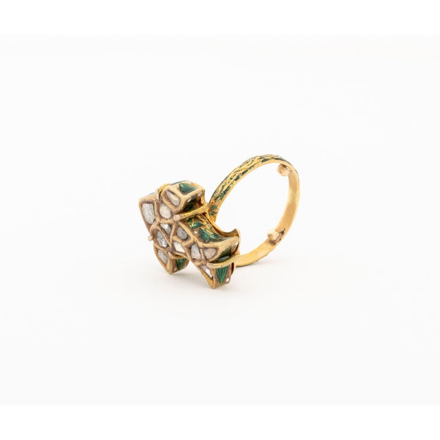 Metal Bird Form Yellow Gold, Enamel, and Diamond Ring For Sale - Image 7 of 9