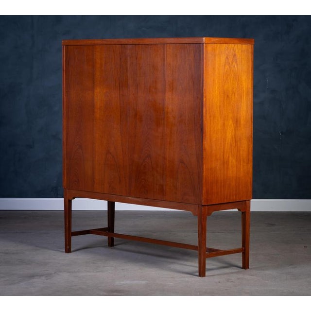 Danish Teak Tambour Cabinet with Brass Handle, 1960s For Sale - Image 10 of 12