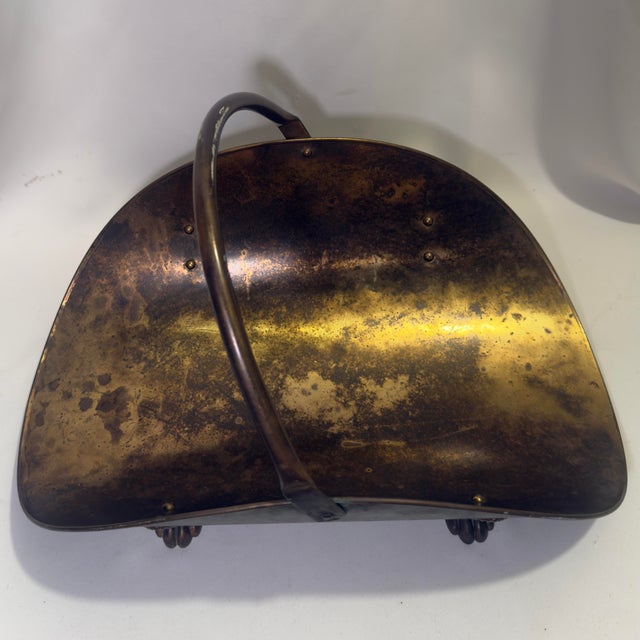 Mid 20th Century English Brass Coal Scuttle on Paw Feet For Sale - Image 4 of 12