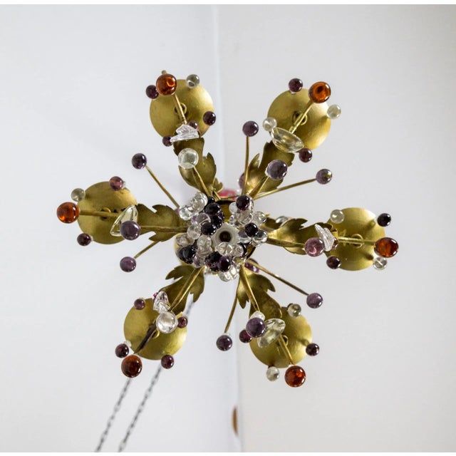 1940s Gilt Purple & Amber Fruit Crystal Chandelier For Sale - Image 10 of 12