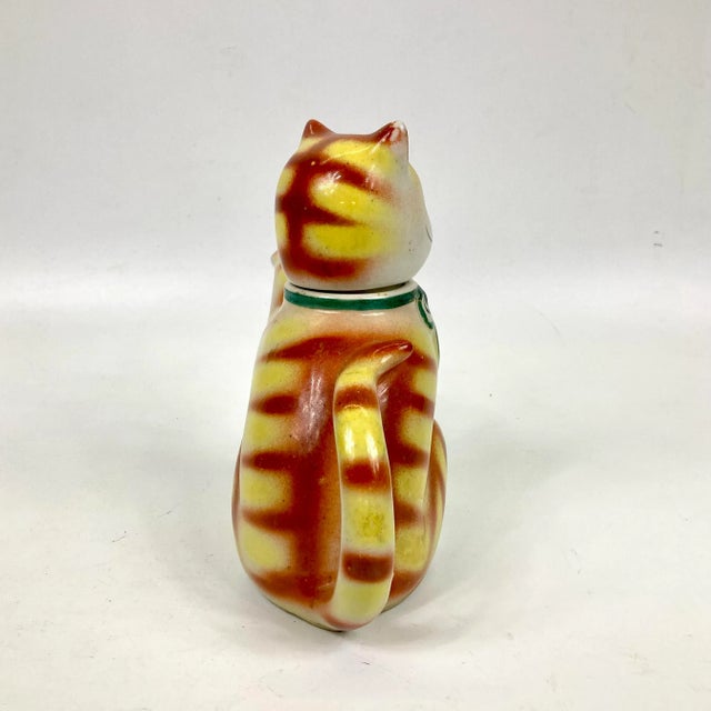 1920s Chinese Porcelain Tabby Cat Tea Pot For Sale - Image 4 of 8