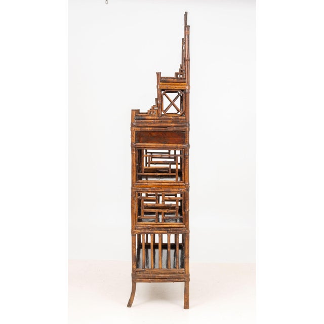 Aesthetic Movement Chinoiserie Bamboo and Elm Etagere, 19th Century For Sale - Image 11 of 12
