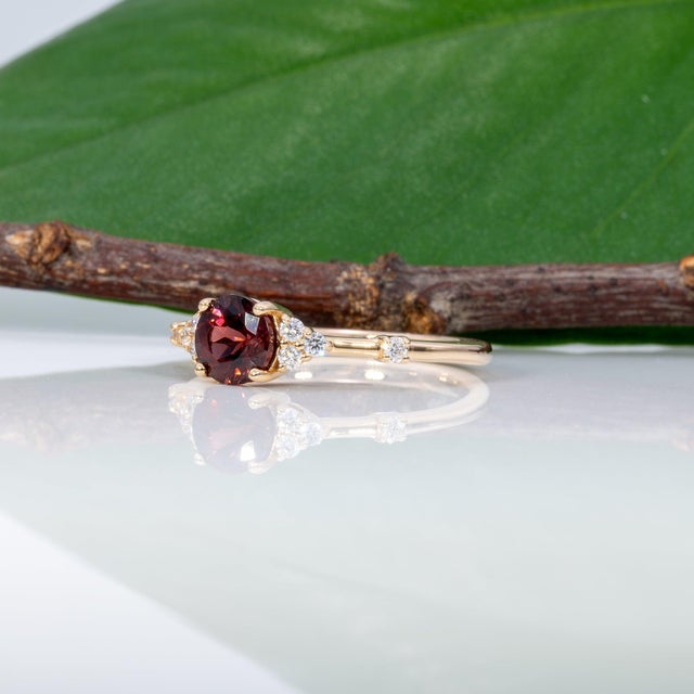 Red Spinel Ring With Earth-Mined Diamond Accents in Solid 14k Gold, Size 6.75 For Sale In Columbus - Image 6 of 9