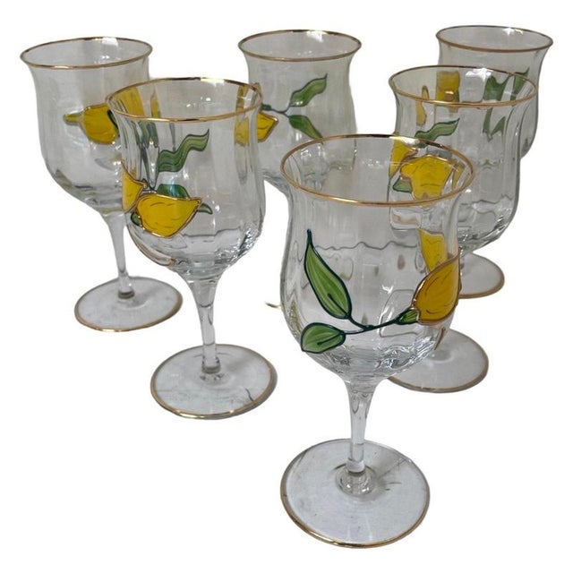 Hand-Painted Tiffany Series Wine Glasses by Paul Nagel, Germany, Set of 6 For Sale - Image 3 of 9