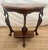 Brown Vintage Demilune Console Half Moon Table, Walnut Top, Bottom Shelf, Carved Swan For Sale - Image 8 of 12
