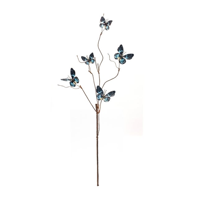 Blue and Black Wire Butterfly Spray (Set of 6) For Sale In Chicago - Image 6 of 6