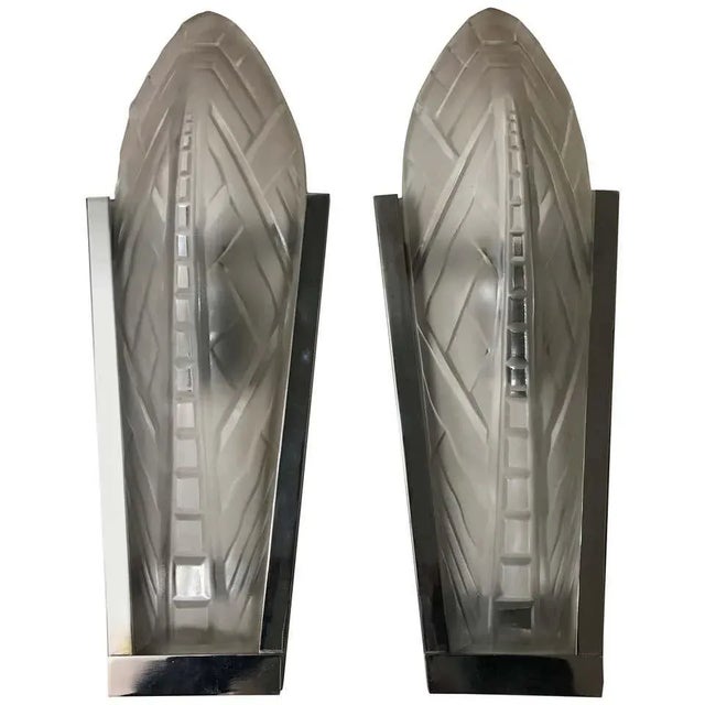 1930s French Art Deco Geometric Sconces Signed by Sabino - a Pair For Sale - Image 11 of 11
