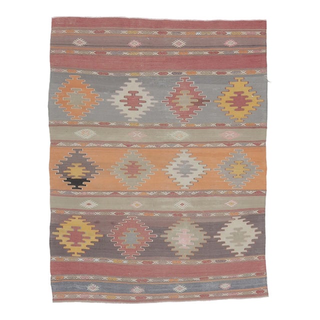 1970s Vintage Handmade Turkish Wool Multicolored Rug For Sale