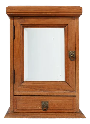 Art Deco Shaving Cabinet in Oak with Beveled Mirror, France, 1900s