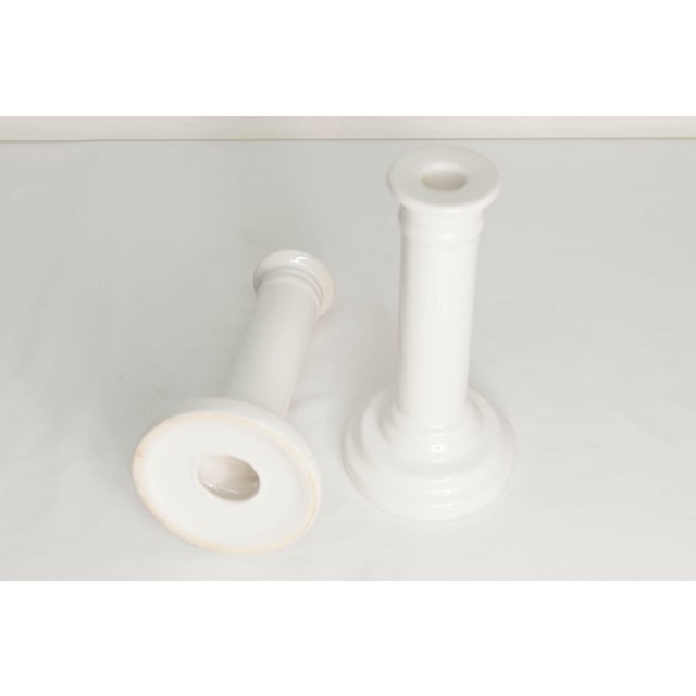 Ceramic White Ceramic Candlesticks, 1970s, Set of 2 For Sale - Image 7 of 7