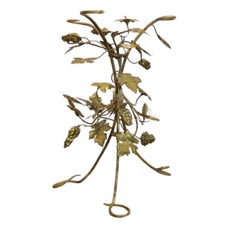 1960s Sculptural Brass Leaves and Grapes Side Table For Sale