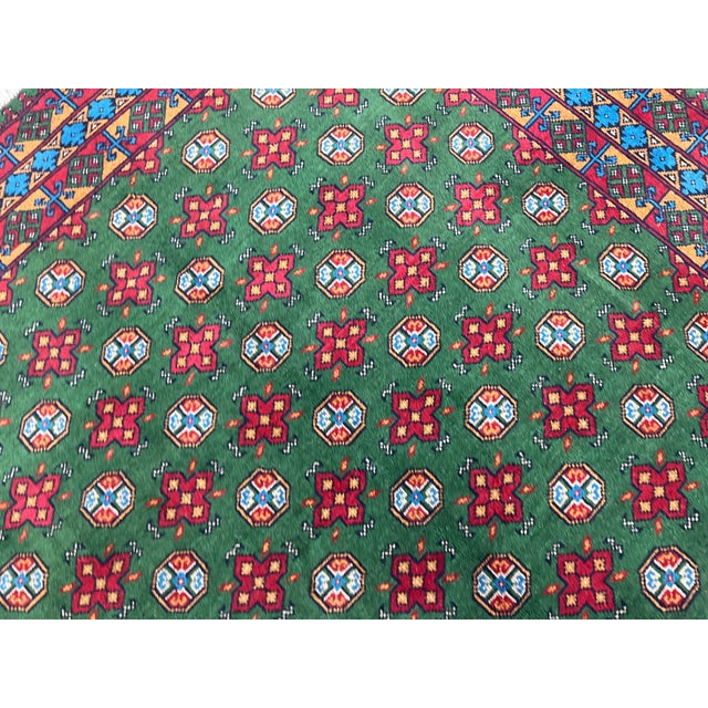 Green Turkmen Mori Gul Tribal Wool Area Rug, 6'7" X 10'3" For Sale - Image 9 of 16